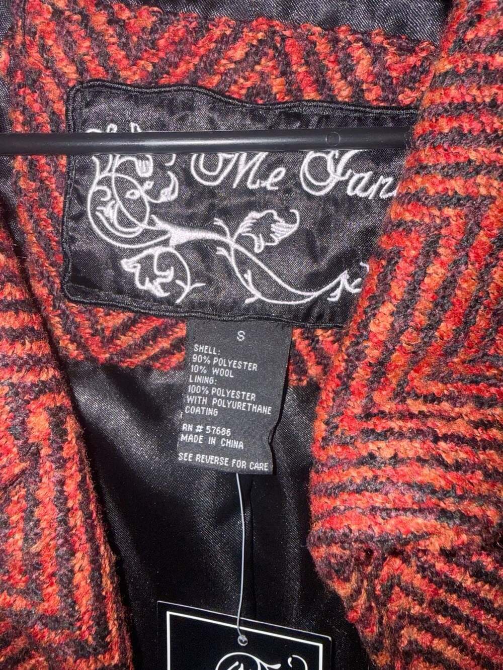Me Jane Red and Black Chevron Herringbone Double Breasted Peplum Jacket Size Sma - Picture 3 of 4